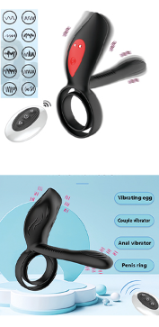 Anello Pene Vibrante con Stimolatore Clitoride - Magic Black