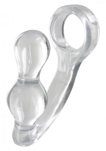 Anello Fallico con Cuneo Anale - Power Plug & Penisring Clear