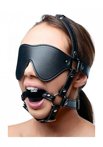 Maschera con Morso - Blindfold Harness and Ball Gag