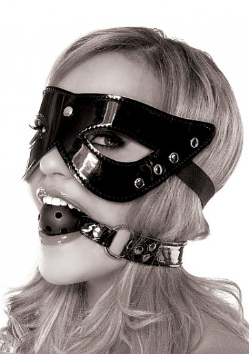 Maschera con Bavaglio - Masquerade Mask & Ball Gag - Black