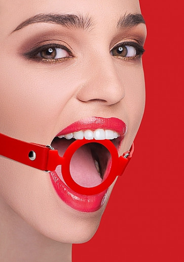 Bavaglio anello bocca - With Leather Straps - Red