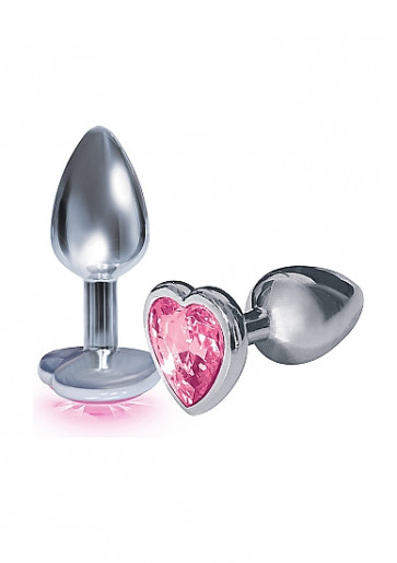 Cuneo Anale - Bejeweled Heart Stainless Steel Plug - Pink