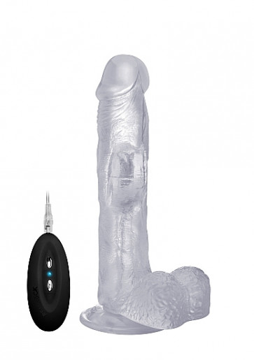 Vibratore Realistico - Vibrating Realistic Cock - 8" - With Scrotum - Transparent