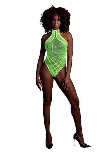 Body con scollo all'americana - Neon Green (XS/XL)