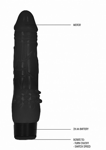 Vibratore Realistico - 8 Inch Fat Realistic Dildo Vibe - Black