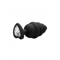 Cuneo Anale - Large Ribbed Diamond Heart Plug - Black