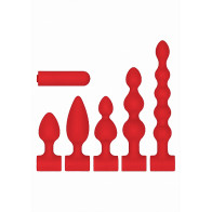 Kit Cunei Anali - Silicone USB-Rechargeable Anal Set - Red