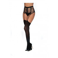 Collant - Caged Seamless Garter Belt Pantyhose - Black - O/S