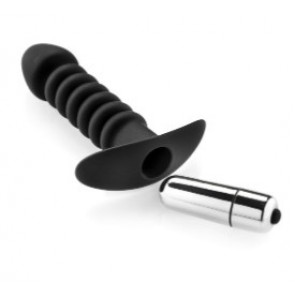 Plug anale - Premium Ribbed Butt Plug with Strong Vibrating Bullet