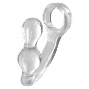 Anello Fallico con Cuneo Anale - Power Plug & Penisring Clear