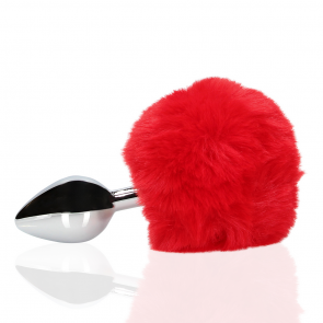 Cuneo Anale - Bunny Tail with Metal Butt Plug - Red