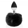 Cuneo Anale - Bunny Tail with Metal Butt Plug - Black