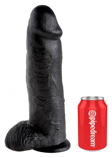 Realistic Cock XXL - 12" Cock with Balls Black