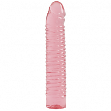 Dildo - 7 Inch Ribbed Jellie Cock-Sunrise Pink