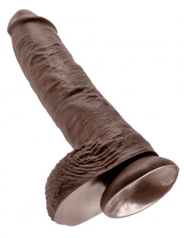 Realistic Cock - 10" Cock with Balls Brown