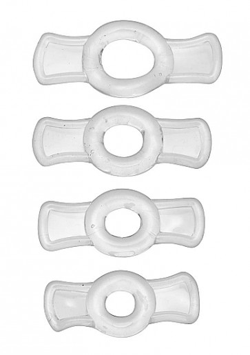 Penis Ring Set - 4 Pack Clear Pull Tab Cock Rings