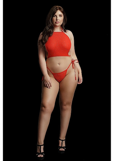 Underwear set - Festive Rhinestone - Red (1XL)