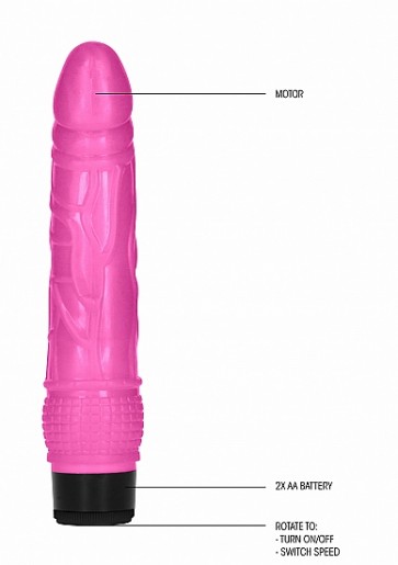 Realistic Vibrator - 8 Inch Thin Realistic Dildo Vibe - Pink 