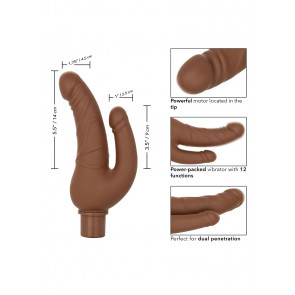 Double Penetration Vibrator - Rechargeable Stud Over Under Brown