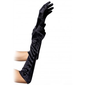 Gloves - Satin Gloves With Snap Button OS