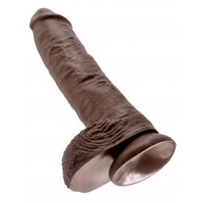 Realistic Cock - 10" Cock with Balls Brown